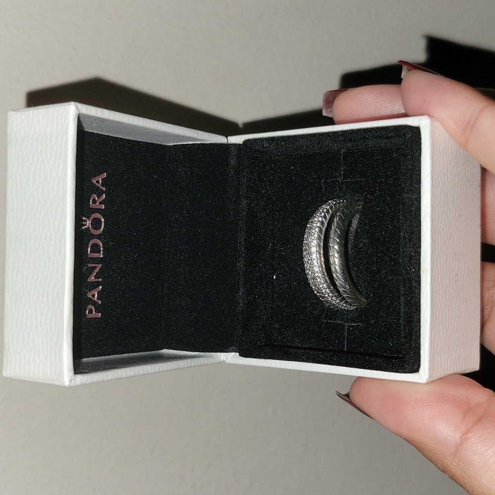 Pandora Triple Band Pave Snake Chain Pattern Ring size 7.5